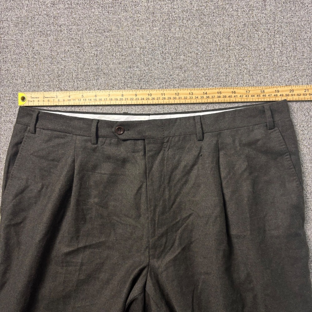Canali Dress Pants Mens 40x30 Wool Super 120s Dark Gray Pleated Made in Italy - Picture 3 of 9